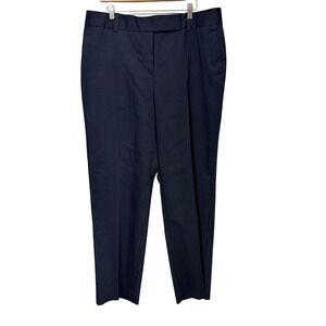 Ann Taylor Womens Navy Blue Pinstripe Curvy Fit Straight Leg Dress Pants Size 16